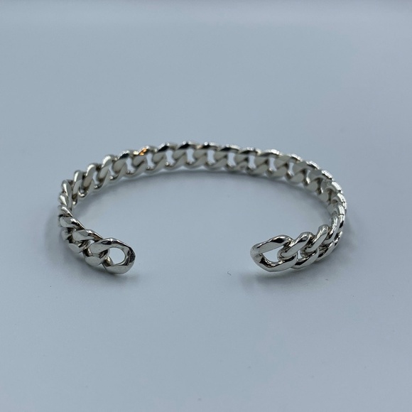 925 Sterling Silver Solid Cuban Bangle - Picture 3 of 4